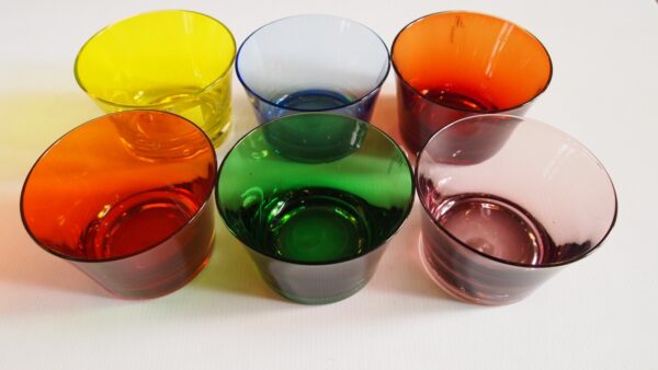 Juego 6 boles cristal soplado colores