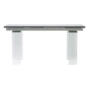 mesa rectangular con patas de cristal
