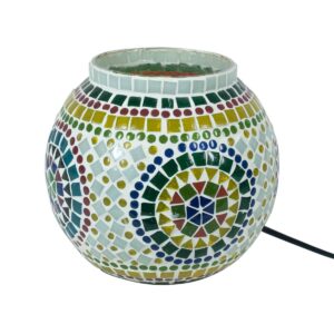 lampara de cristal redonda con diseño de mosaico