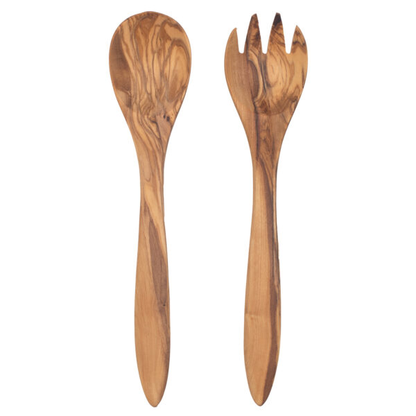 Juego de cuchara y tenedor de madera de olivo