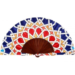 Abanico de mosaico de madera y seda