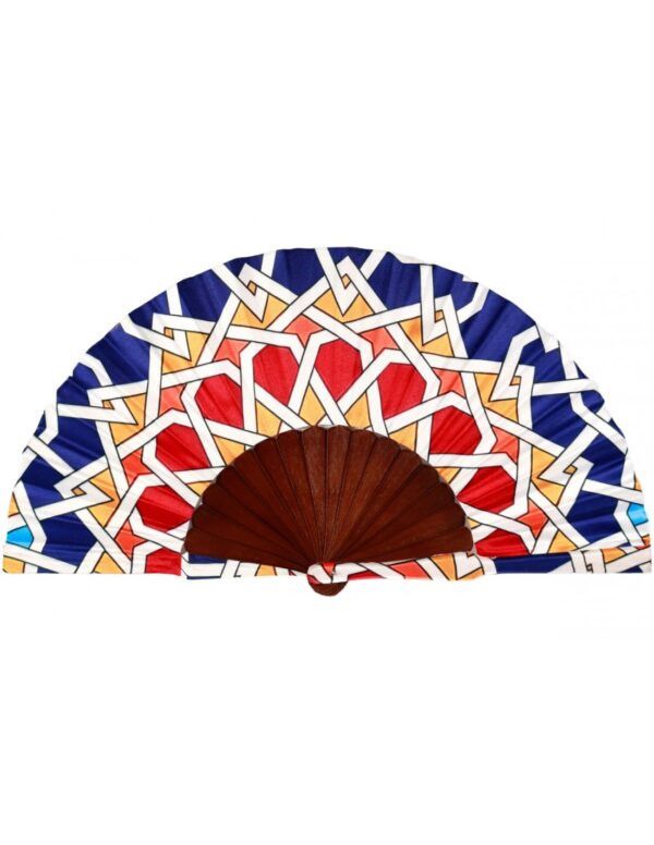 Abanico de mosaico de madera y seda