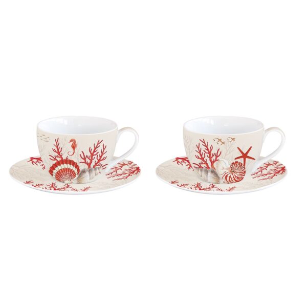 set dos tazas de café con motivos marinos rojos