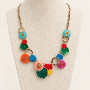 collar de esmalte estilo art deco de varios colores
