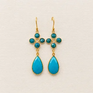 pendientes de piedras naturales de color turquesa en forma de lagrima